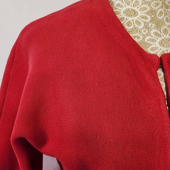 Chico's Size 2/12-L Red Long Sleeve 3/4 Clasp Front Cardigan Sweater Jacket City - Picture 4 of 15